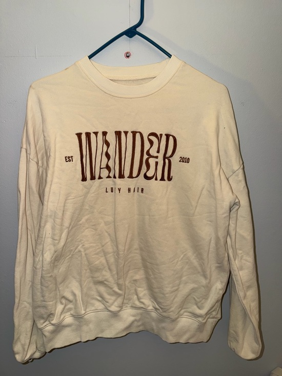 Lux Other - Lux Cream Crewneck Sweatshirt with Brown 'WANDER' Graphic